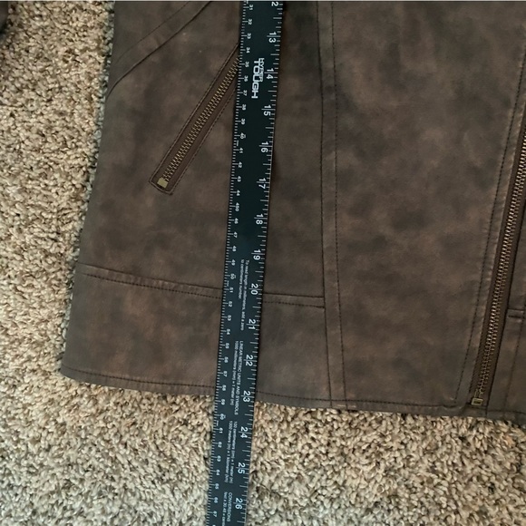 Catherine Malandrino Women’s Faux Leather Brown Jacket Sz Large - Picture 12 of 15